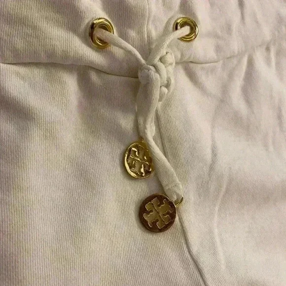 Tory Burch Women’s French Terry Cotton Sweat Pants Draw String white Small NWOT